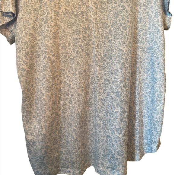 Joie 100% Linen Short Sleeve Blue and White Floral Top - Picture 9 of 13